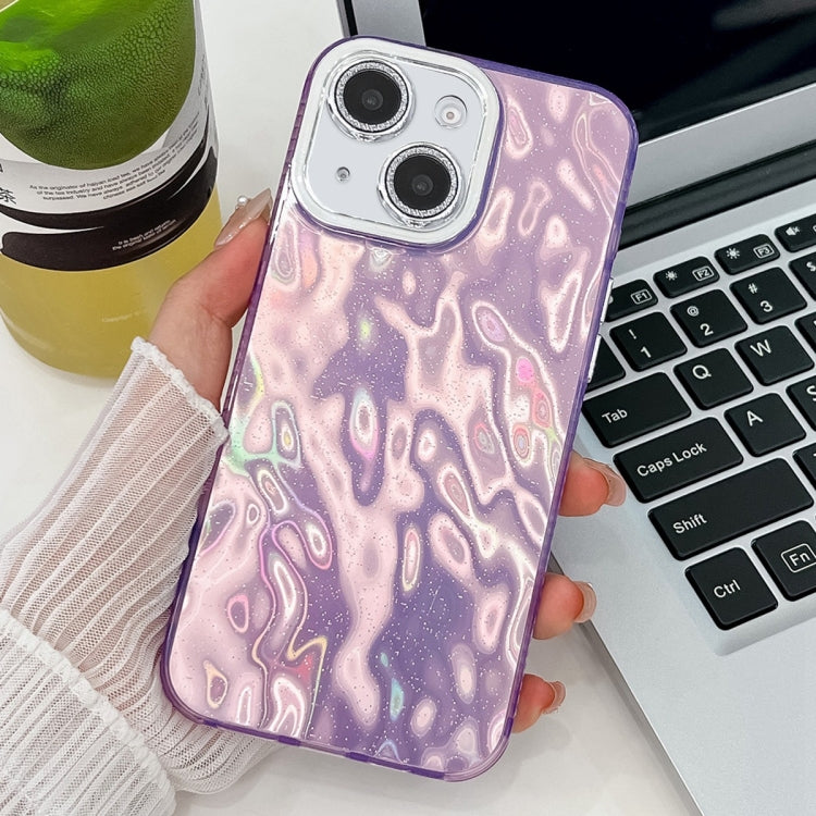 For iPhone 13 Plating Glitter Texture TPU Phone Case with Lens Film