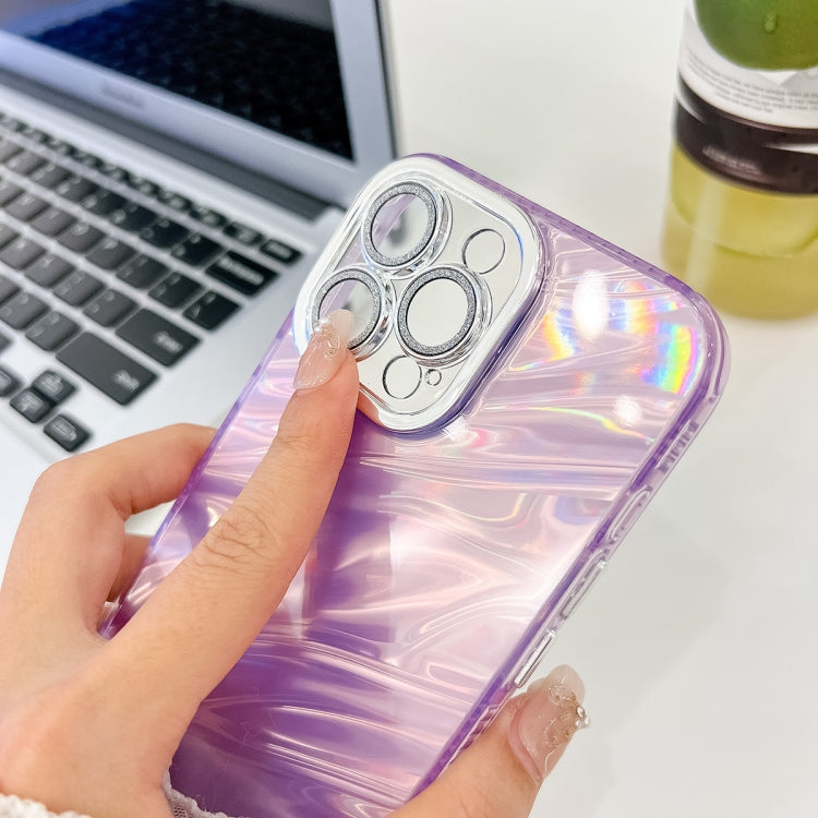 For iPhone 13 Pro Plating Glitter Texture TPU Phone Case with Lens Film