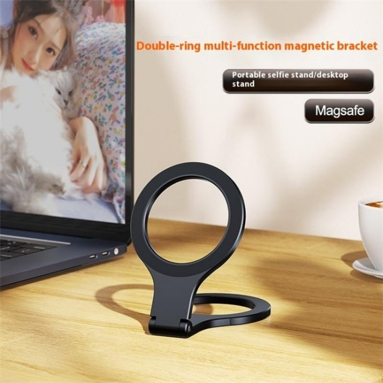 D59 Aluminum Alloy Finger Ring Grip MagSafe Dual Magnetic Phone Back Dual Ring Holder