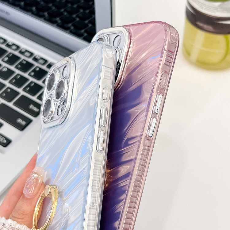 For iPhone 16 Plating Glitter Texture Ring Holder TPU Phone Case with Lens Film
