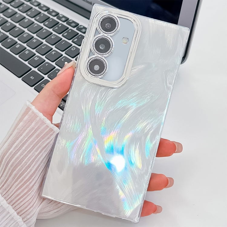 For Samsung Galaxy S24 FE 5G Plating Glitter Texture TPU Phone Case with Lens Film