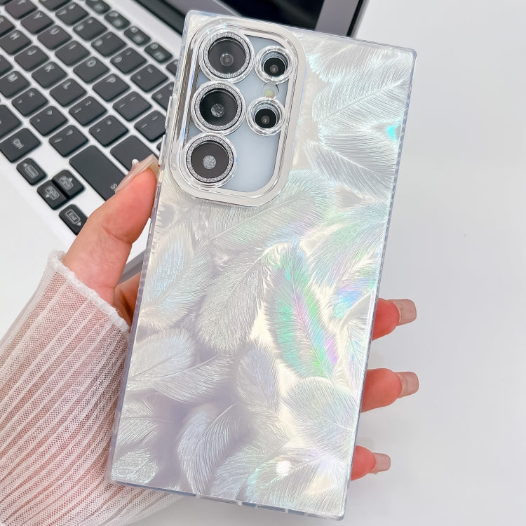 For Samsung Galaxy S24 Ultra 5G Plating Glitter Texture TPU Phone Case with Lens Film