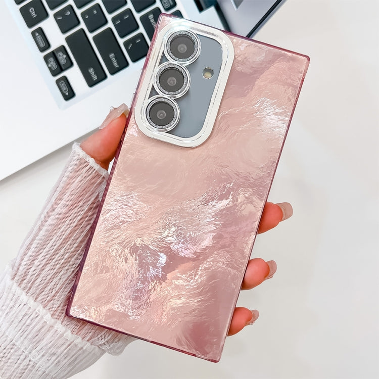 For Samsung Galaxy S24+ 5G Plating Glitter Texture TPU Phone Case with Lens Film