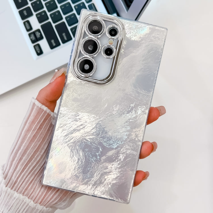For Samsung Galaxy S23 Ultra 5G Plating Glitter Texture TPU Phone Case with Lens Film