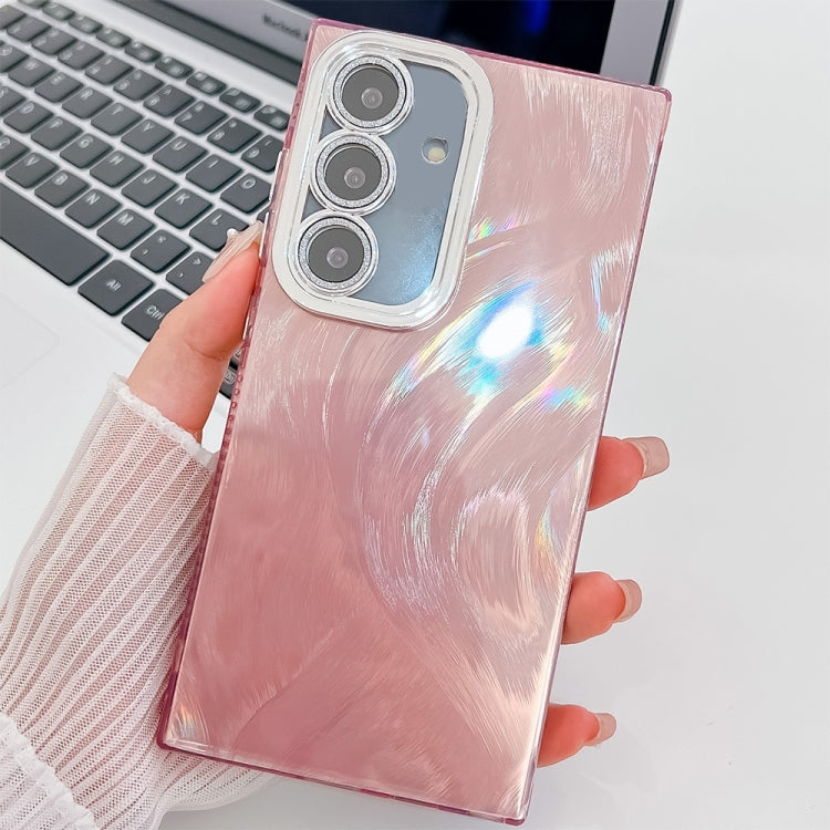 For Samsung Galaxy S25 5G Plating Glitter Texture TPU Phone Case with Lens Film