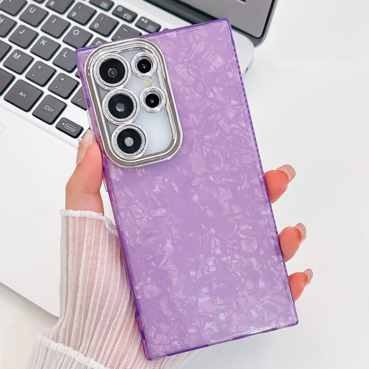 For Samsung Galaxy S25 Ultra 5G Plating Glitter Texture TPU Phone Case with Lens Film