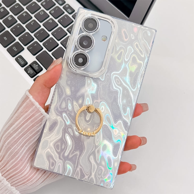 For Samsung Galaxy A36 5G Plating Glitter Texture Ring Holder TPU Phone Case with Lens Film