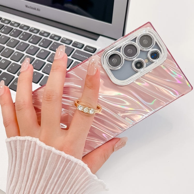 For Samsung Galaxy A54 5G Plating Glitter Texture Ring Holder TPU Phone Case with Lens Film