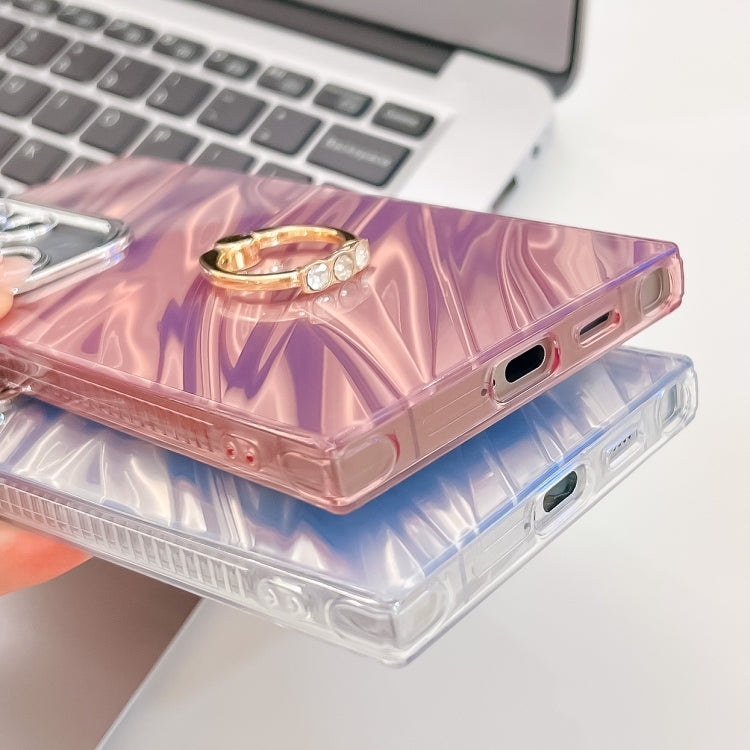 For Samsung Galaxy A35 5G Plating Glitter Texture Ring Holder TPU Phone Case with Lens Film