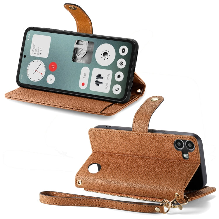 For Nothing CMF Phone 1 Love Zipper Lanyard Leather Phone Case
