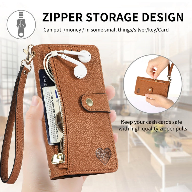 For Nothing CMF Phone 1 Love Zipper Lanyard Leather Phone Case