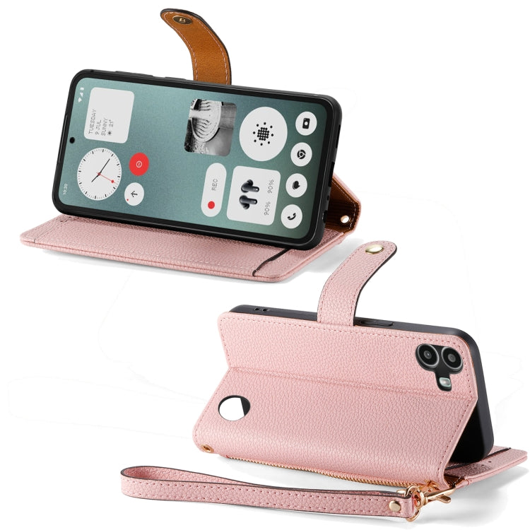 For Nothing CMF Phone 1 Love Zipper Lanyard Leather Phone Case