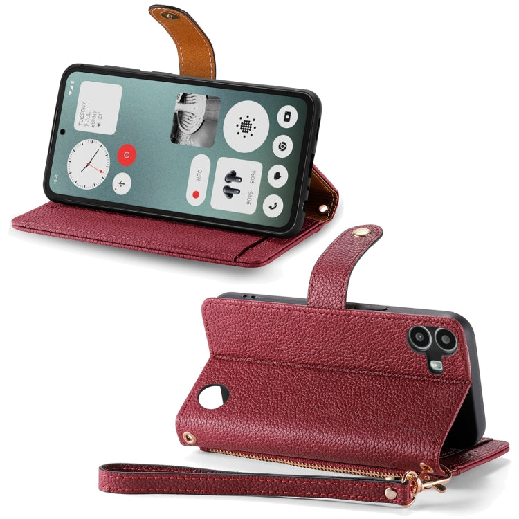 For Nothing CMF Phone 1 Love Zipper Lanyard Leather Phone Case