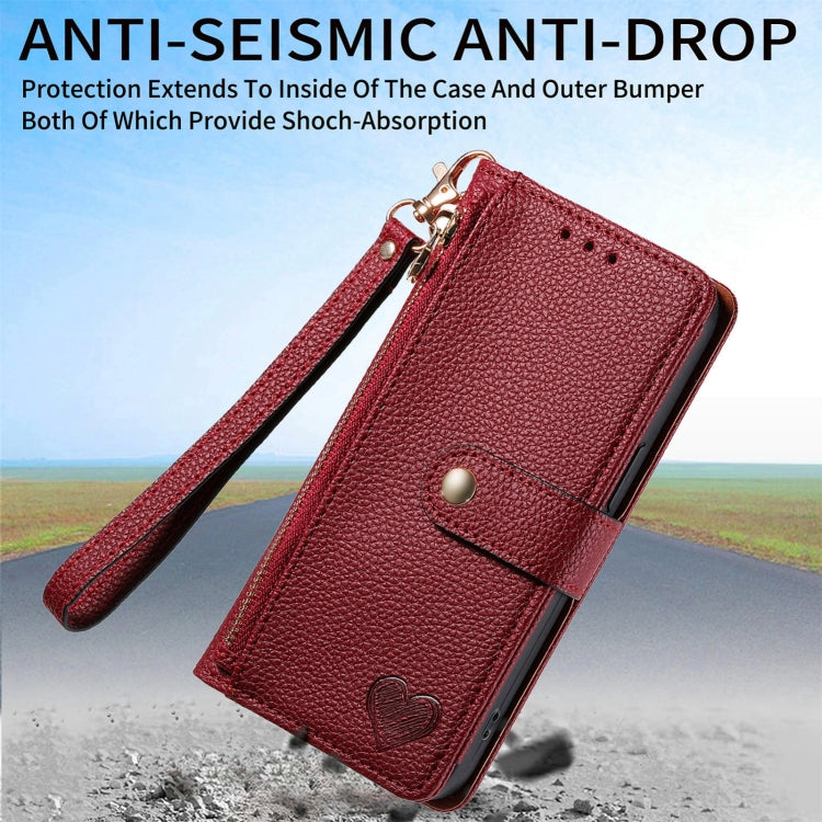 For Nothing CMF Phone 1 Love Zipper Lanyard Leather Phone Case