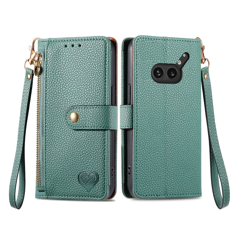 For Nothing Phone 2a Plus Love Zipper Lanyard Leather Phone Case