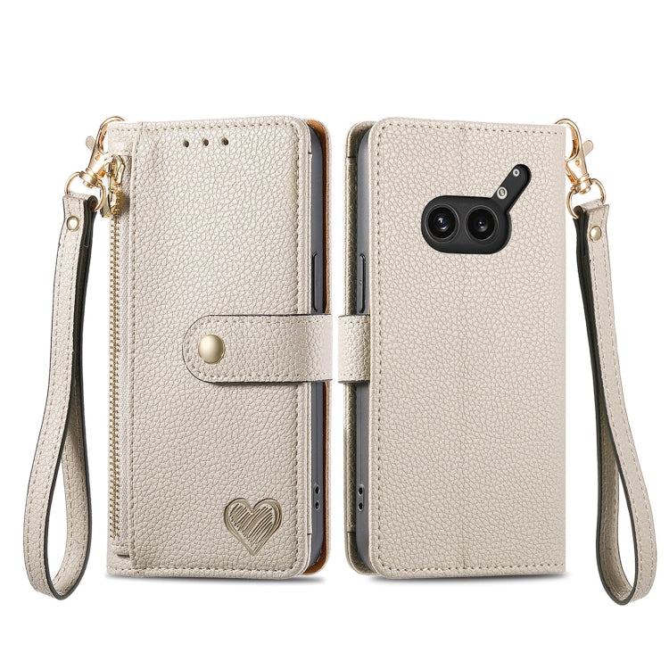 For Nothing Phone 2a Plus Love Zipper Lanyard Leather Phone Case