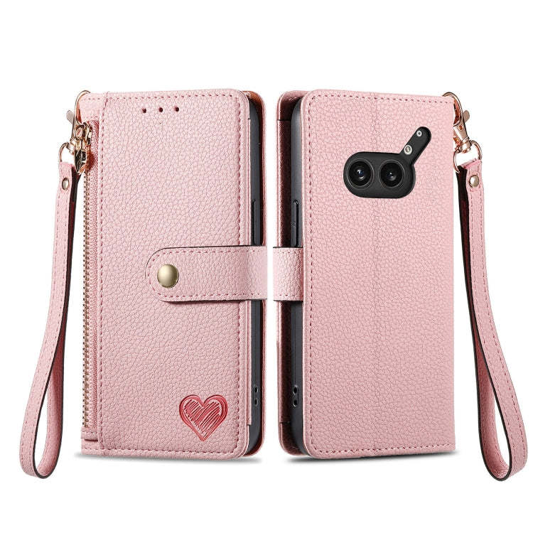 For Nothing Phone 2a Plus Love Zipper Lanyard Leather Phone Case