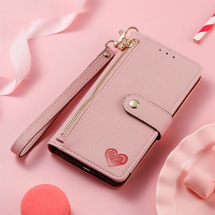 For Nothing Phone 3a Love Zipper Lanyard Leather Phone Case