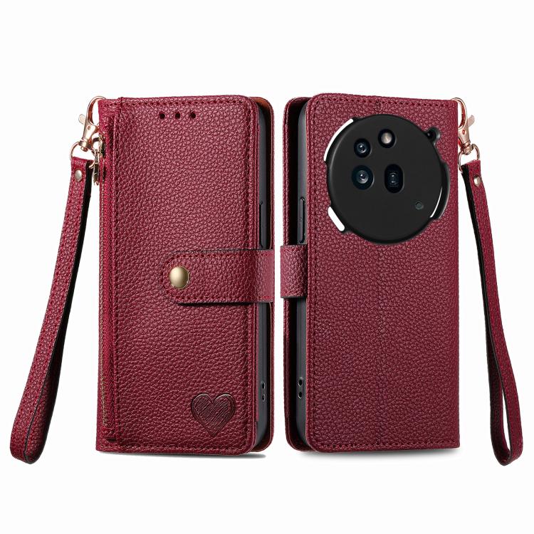 For Nothing Phone 3a Love Zipper Lanyard Leather Phone Case