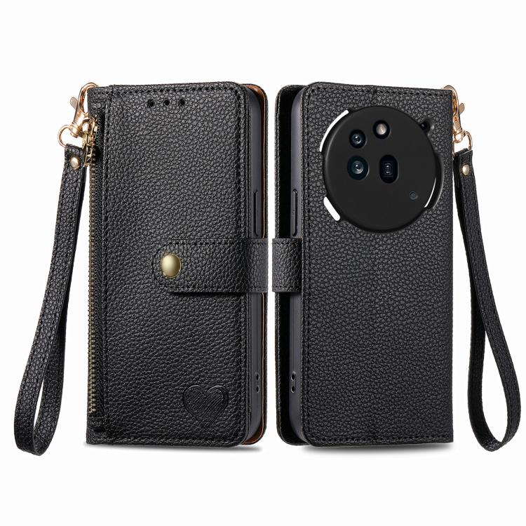 For Nothing Phone 3a Pro Love Zipper Lanyard Leather Phone Case