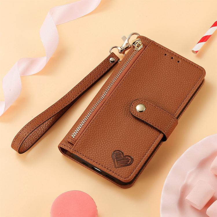For Nothing Phone 3a Pro Love Zipper Lanyard Leather Phone Case