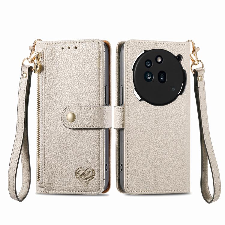 For Nothing Phone 3a Pro Love Zipper Lanyard Leather Phone Case