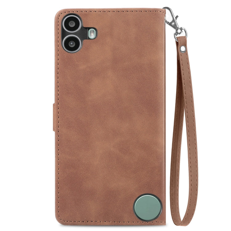 For Nothing CMF Phone 1 Embossed Flower Zipper Leather Phone Case