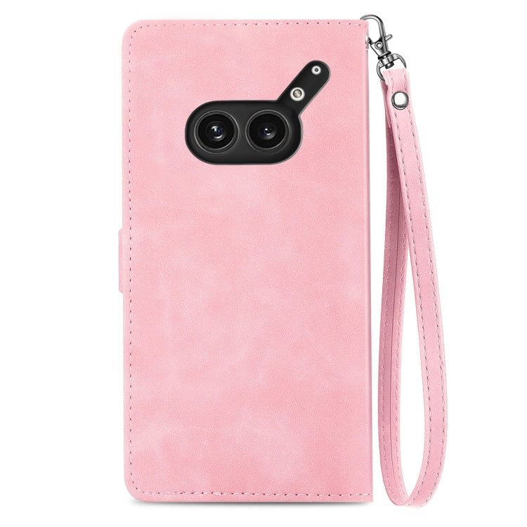 For Nothing Phone 2a Plus Embossed Flower Zipper Leather Phone Case