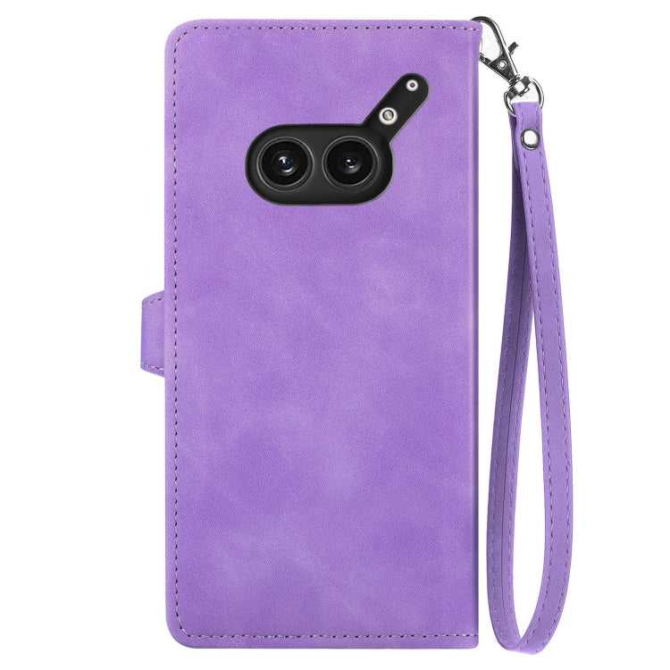 For Nothing Phone 2a Plus Embossed Flower Zipper Leather Phone Case