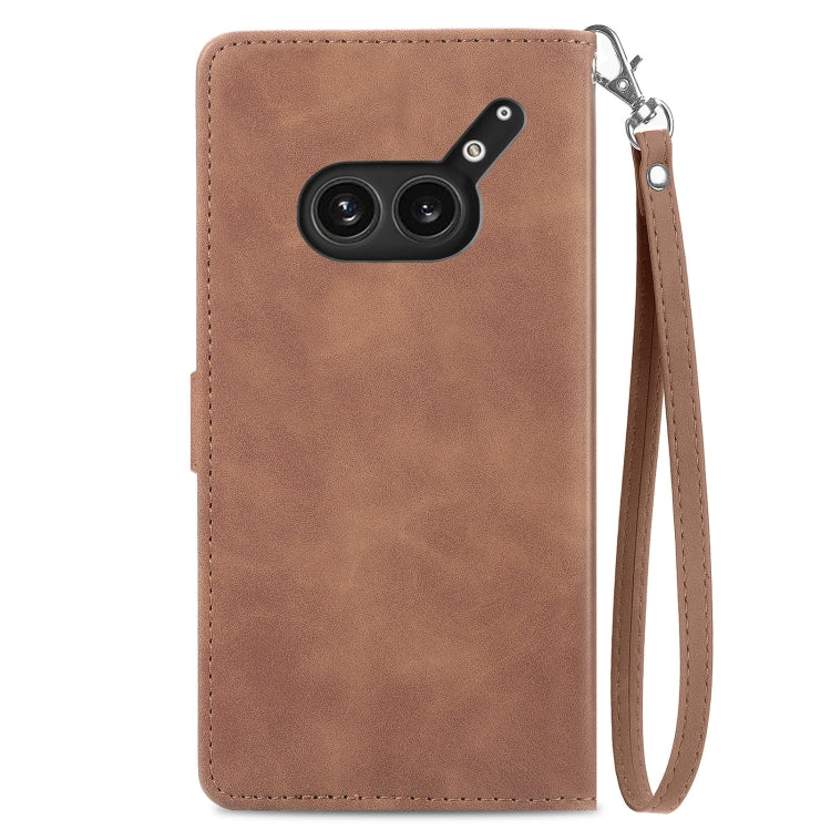 For Nothing Phone 2a Plus Embossed Flower Zipper Leather Phone Case