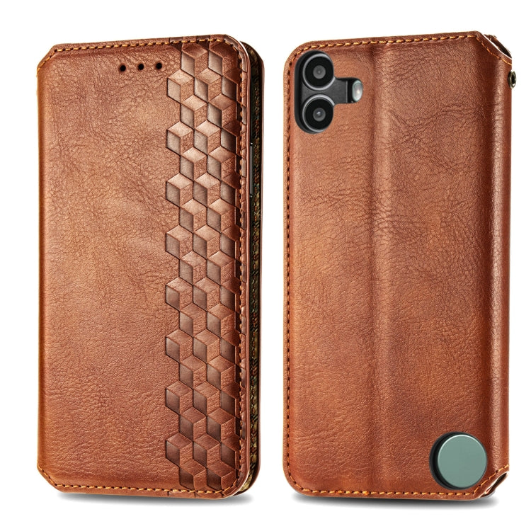 For Nothing CMF Phone 1 Cubic Grid Pressed Magnetic Leather Phone Case