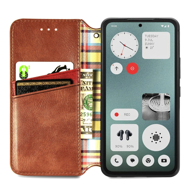 For Nothing CMF Phone 1 Cubic Grid Pressed Magnetic Leather Phone Case