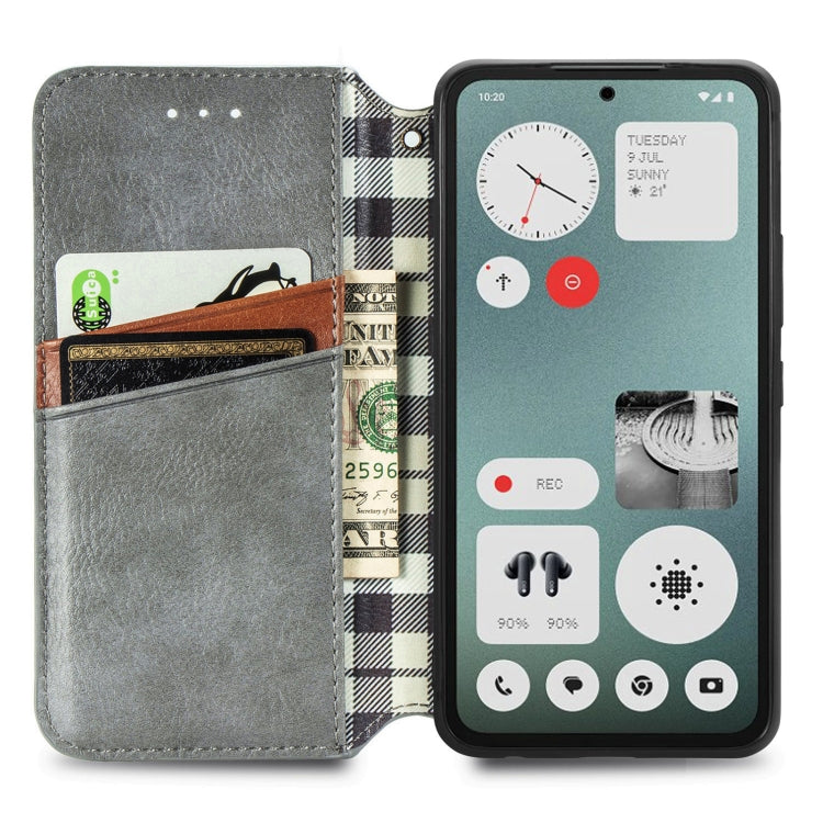 For Nothing CMF Phone 1 Cubic Grid Pressed Magnetic Leather Phone Case