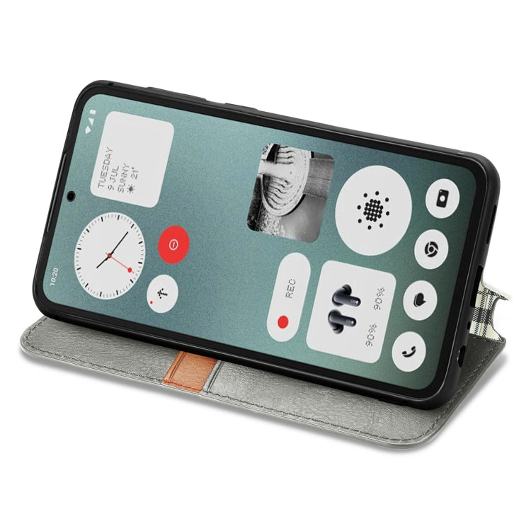 For Nothing CMF Phone 1 Cubic Grid Pressed Magnetic Leather Phone Case