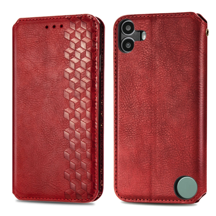 For Nothing CMF Phone 1 Cubic Grid Pressed Magnetic Leather Phone Case
