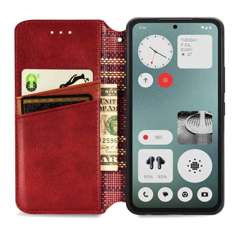 For Nothing CMF Phone 1 Cubic Grid Pressed Magnetic Leather Phone Case