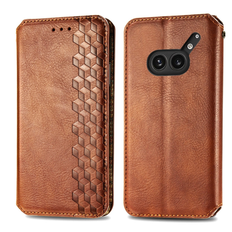 For Nothing Phone 2a Plus Cubic Grid Pressed Magnetic Leather Phone Case