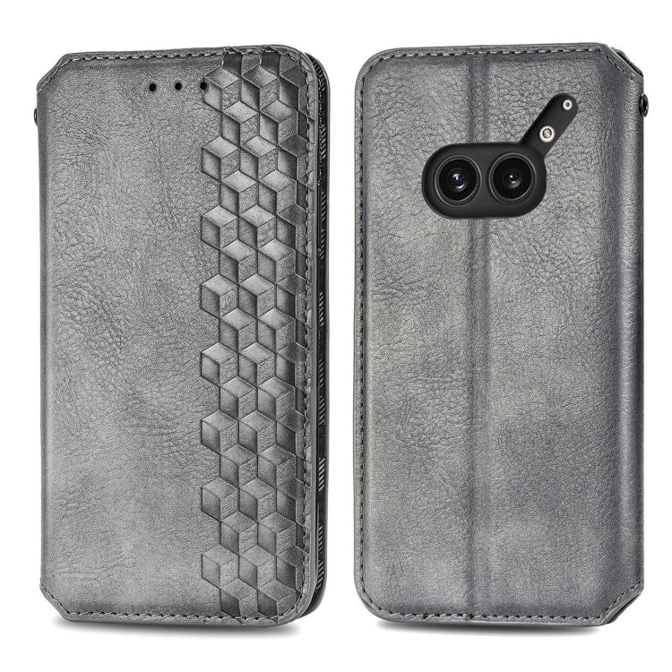 For Nothing Phone 2a Plus Cubic Grid Pressed Magnetic Leather Phone Case