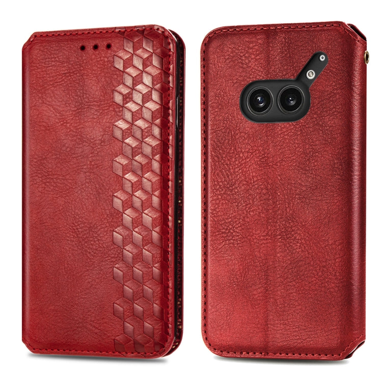 For Nothing Phone 2a Plus Cubic Grid Pressed Magnetic Leather Phone Case