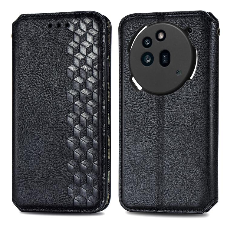 For Nothing Phone 3a Cubic Grid Pressed Magnetic Leather Phone Case