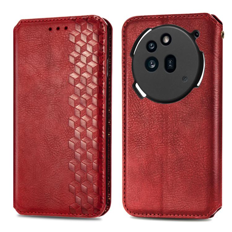 For Nothing Phone 3a Cubic Grid Pressed Magnetic Leather Phone Case