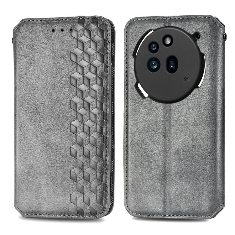 For Nothing Phone 3a Pro Cubic Grid Pressed Magnetic Leather Phone Case