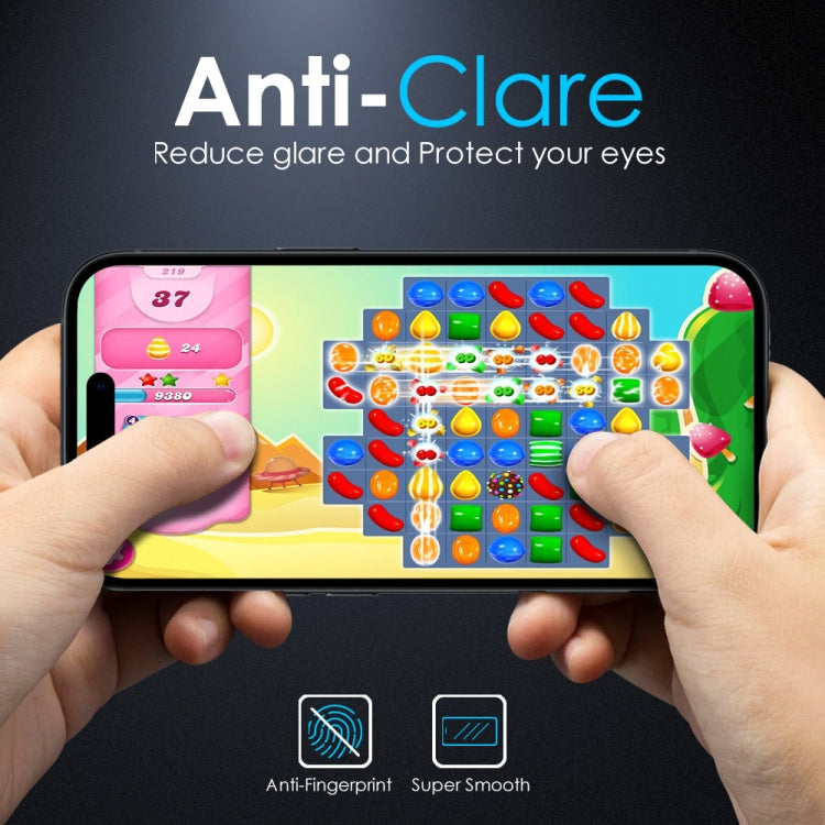 For iPhone 15 NORTHJO Matte Silkscreen Anti-Fingerprint Tempered Glass Film