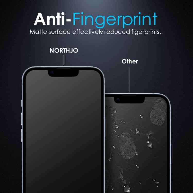 For iPhone 14 / 13 Pro / 13 NORTHJO Matte Silkscreen Anti-Fingerprint Tempered Glass Film