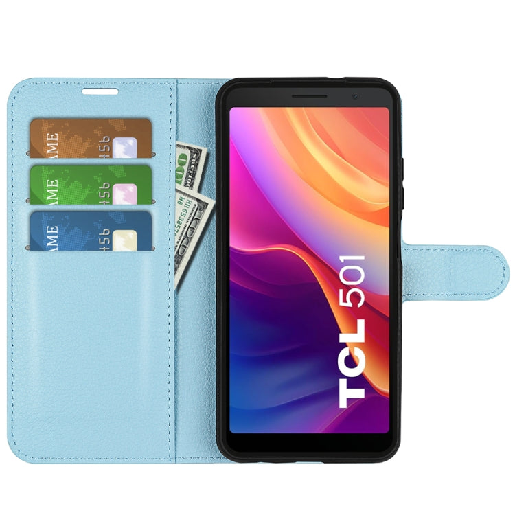 For TCL 501 Litchi Texture Horizontal Flip Leather Phone Case with Holder