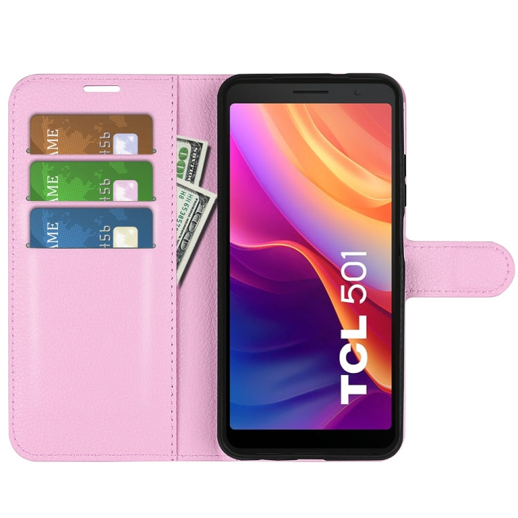 For TCL 501 Litchi Texture Horizontal Flip Leather Phone Case with Holder
