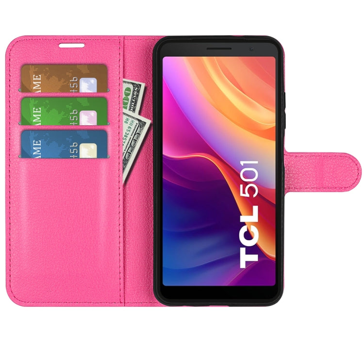 For TCL 501 Litchi Texture Horizontal Flip Leather Phone Case with Holder
