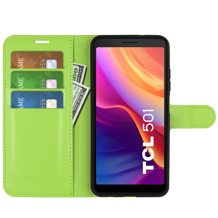 For TCL 501 Litchi Texture Horizontal Flip Leather Phone Case with Holder