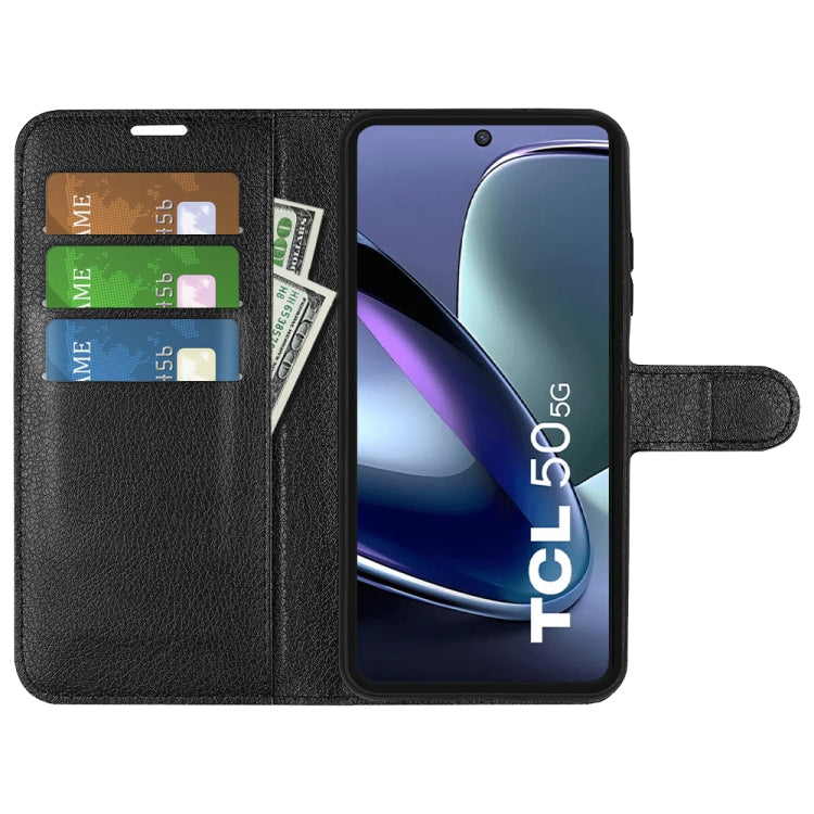 For TCL 50 5G Litchi Texture Horizontal Flip Leather Phone Case with Holder
