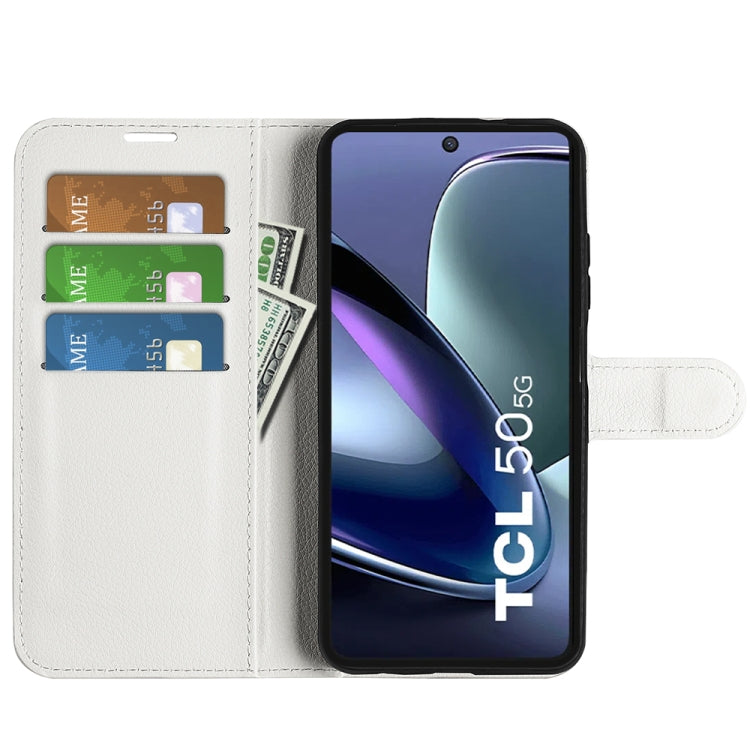 For TCL 50 5G Litchi Texture Horizontal Flip Leather Phone Case with Holder